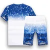 Dorywczo Mężczyźni Dres Ustaw Letni Gradient Splash Garnitur 2 Sztuk T Koszulki + Spodenki Gym Fitness Slim Fit Sportswear Mężczyźni Jogger 210603
