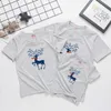 Matching Family Look Outfits Christmas Reindeer Casual Cotton Top Summer Short Sleeve t-shirt Father Mother and Daughter Clothes 210713