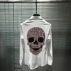 Spring Lapel Design Shirts Brand Drill Skull Style Business Formal Long Sleeve272D