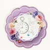 Disposable Dinnerware 10pcs Retro Lace Clock Paper Plate Birthday Party Baking Dessert Cake Venue Decoration Supplies