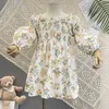 Gooporson Spring Kids Flower Dress Off The Shoulder Long Sleeve Princess Dress Korean Fashion Little Girls Costume Fall Outfits 210715