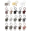 Porte-clés Porte-cartes en cuir PU avec bracelet à pompon assorti Porte-clés pour femmes Bague Accessoires de bijoux de mode Miri22