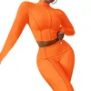 Femmes tricotées survêtements automne col roulé couture haut court taille haute pantalon mince Sport 2 pièces tenues de yoga costume de jogging S-XXL