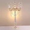 15pcs / lot Bougies acryliques Bougies de chandelières à 5 bras avec pendentifs en cristal 77cm / 30 "Hauteur Elegant Mariage Centrinepiece Grossiste