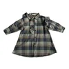 Kızlar Gömlek Etek Sonbahar Yeni Stil Çocuk Giyim Toddler Çocuklar Ekose Zımpara Elbise Serin Küçük Çocuklar Uzun Kollu Bluzlar 210306