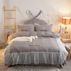 Fashion Simple Style Home Bedding Conjuntos de roupas de cama de linho de linho lençol plano conjunto de cama de lenha plana