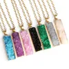 Simple Fashion Crystal Gold Plated Irregular Natural Stone Pendant Necklaces For Women Girl Men Druzy Jewelry