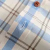 Men's 100% Cotton Long Sleeve Contrast Plaid Checkered Shirt Pocket-less Design Casual Standard-fit Button Down Gingham Shirts 210705