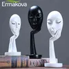 ERMAKOVA Nordic Abstract Thinker Thinking Lady Mask Figurine Resin Statue Office TV Cabinet Home Decoration Crafts 211105