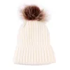 Berretti Cappelli Autunno Inverno Cappello da bambino Crochet Warm Girl Boy Beanie Cap Big Pompon Tinta unita Accessori per cappellino per bambini