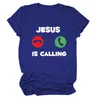 Dames T-shirt Dames Jesus is Calling Funny Humor Gedrukt gepersonaliseerde Tee in Wit XS-4XL Plus Size Tops Vrouwelijke Leisure Culturele T-shirts