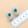 Lyxig Dubai Bridal Silver 925 Brial Jewelry Sets Green Cubic Zircon Sunflower örhängen Halsbandsarmband och ringuppsättningar 220210239X