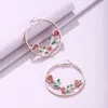 Romantische Große Kreis Creolen Retro Hohl Rose Blume Pflanze Ohrring Metall Runde Ohr Schnalle Charms Hochzeit Schmuck