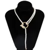 Anhänger Halsketten Vintage Metall Großen Kreis Schlüsselbein Kette Choker Halskette Böhmische Runde Imitation Perle Lange Quaste