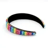 Dropshipping Fashion headband gorgeous rainbow color hair Stichs color handmade beaded wide edge rhinestone