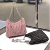 Женская цепь Crossbody сумка сумка плиссированные заслонки клатч женская натуральная кожаная сумка конверт сумка розовый черный крем женское половина луны буквы сумки