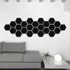 12 unids/set pegatinas de espejo de pared 3D pegatina extraíble de vinilo hexagonal