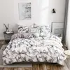 Oloyey Beddengoed Set Gedrukt Marmeren Bed Sets Wit Zwart Dekbedovertrek Europees Maat Koning Koningin Quilt Trooster 210615