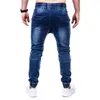 Einfarbige Röhrenjeans für Herren, Modetrend, Elastizität, Sport, Denim, Bleistifthose, Frühling, männlich, neue Kordelzug-Waschung, beiläufige, dünne Jogginghose