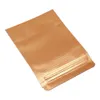 Multi Sizes Golden Aluminum Foil Doypack Reusable Clear Window Pack Bag for Snack Spices Tea Embossed Mylar Foil Zipper Food