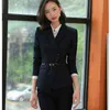 Herbst und Winter Damen Anzughose Zweiteilige elegante Business Wear Damen Arbeitskleidung Slim Jacke Freizeithose 210527