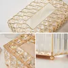 Modern Light Luxury Crystal Glass Tissue Box Hushållsredskap Kosmetiska Tillbehör Skrivbord Dekoration Gift 210818