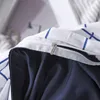 Ensembles de literie 3/4 pièces Textile de maison blanc bleu Plaid housse de couette taies d'oreiller drap de lit Simple nordique ensemble de linge pour adolescent garçon fille