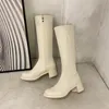 Boots 2022 INS Women Beige Block High Heels Casual Punk Designer Platform Western Shoes Ytmtloy Square Toe Botines De Mujer