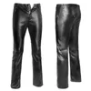 Jeans pour hommes Night Club Moto Biker Hommes Faux Cuir Pantalon Crayon Extensible Pantalon Long