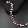 Naturalny Ruby Gemstone 925 Sierling Sier Color Change Kamień Biżuteria Prostokąt Cut Bransoletka dla kobiet