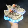 Tamanho 25-35 crianças usb carregamento brilhante sapatos casuais meninos respirável led iluminar as sapatilhas unisex luminosa sapatilhas para meninas 210308