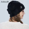 Joshuasilk cappello invernale da donna Decorazione morbida e delicata moda Pelliccia sintetica conigli d'angora per ragazze 211228