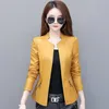 Printemps Automne En Cuir Veste Femmes À Manches Longues Mince Fermeture Éclair Biker Manteau Dames Vintage Plus La Taille Pu Survêtement Blazer 210525