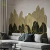 Adesivi foglie verdi dorate casa soggiorno divano TV sfondo decorazione della parete decorazione della camera da letto adesivo autoadesivo 210310