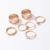 7pcs / sets borboleta borboleta conjuntos de anel para as mulheres oca out geometria brilhante cristal pedra jóias de casamento