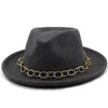 Fedora hoed voor vrouwen mannen fedoras bulk heren vrouwen vilt hoeden met ketting vrouw man Panama cap vrouwelijke mannelijke vintage jazz top caps lente herfst winter