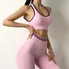 Ombre sem costura 2 peças conjunto mulheres terno ginásio treino roupas esporte sutiã aptidão colheita top e scrunth butt cangings yoga 210909