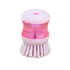 Creative washing brush plastic hydraulic dishwashing automatic adding liquid washing press dishwasher brush