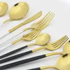 Pink Gold Cutlery Set Stainless Steel Dinnerware 24Pcs Knives Forks Coffee Spoons Flatware Kitchen Dinner Tableware 211023248V