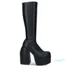 black high heel long boots