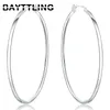 Hoop Huggie BAYTTLING 925 Sterling Silver 50MM Lucido Rotondo Grandi Orecchini Per Donna Moda Glamour Gioielli Da Sposa Gift304T