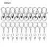 160 Pcs Silver Color Swivel Snap Hook Key with Chain and Jump Rings for Keychain Lanyard DIY Jewelry B36D