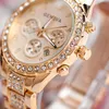 Wristwatches Luxury Crystal Kobiety Zegarki Rose Gold Ladies Watch Geneva Relogio Feminino Horloge Dames Uhr Damen