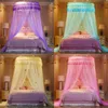 Noble Paars Roze Bruiloft Ronde Kant Hoge Dichtheid Prinses Bed Nets Gordijn Dome Queen Canopy Mosquito Nets #SW 364 R2