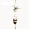 Tuinieren groene plant hanger 3 lagen met ijzeren hoepel bloem pot netto zak hennep touw opknoping mand indoor outdoor haak decoratie zyy703