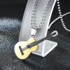 Gold Schwarz Musik Gitarre Halskette Edelstahl Anhänger Halsketten für Frauen Männer Hip Hop Mode Schmuck Will und Sandy Geschenk