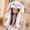 Cute Bunny Ears Moving Hat Animal Rabbit Soft Jumping Up Cap Funny Toy Girls Cartoon Kawaii Plush Hat Airbag Toys Regalo di Natale per adulti Bambini Souvenir