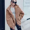 Élégant manteau de fausse fourrure femmes automne hiver épais chaud doux polaire veste femme poche fermeture éclair pardessus ours Teddy 3XL 211220