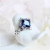 Vintage Princess Cut Lab Sapphire Pierścień 925 Sterling Silver Engagement Rings Bridal Fine Jewelry Rozmiar US5-12 220309