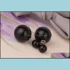 Piękne kolory cukierków podwójne bok Pearl Studs kolczyki duże małe piłki pierścienie do uszu dla kobiet dziewczyna biżuteria mody prezent w BK Drop dostawa 2021 VW